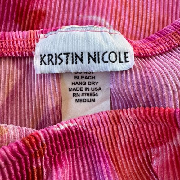 Vintage Y2K Kristin Nicole Pink & Orange Floral Print High Low Stretchy Skirt - Picture 7 of 8